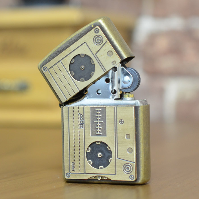 カセットテープZippoブラスメッキ バレルメタル貼り
