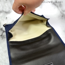 手巻きタバコ用ポーチ携帯用シャグポーチスナップボタンタイプペーパーホルダー付きネイビー
